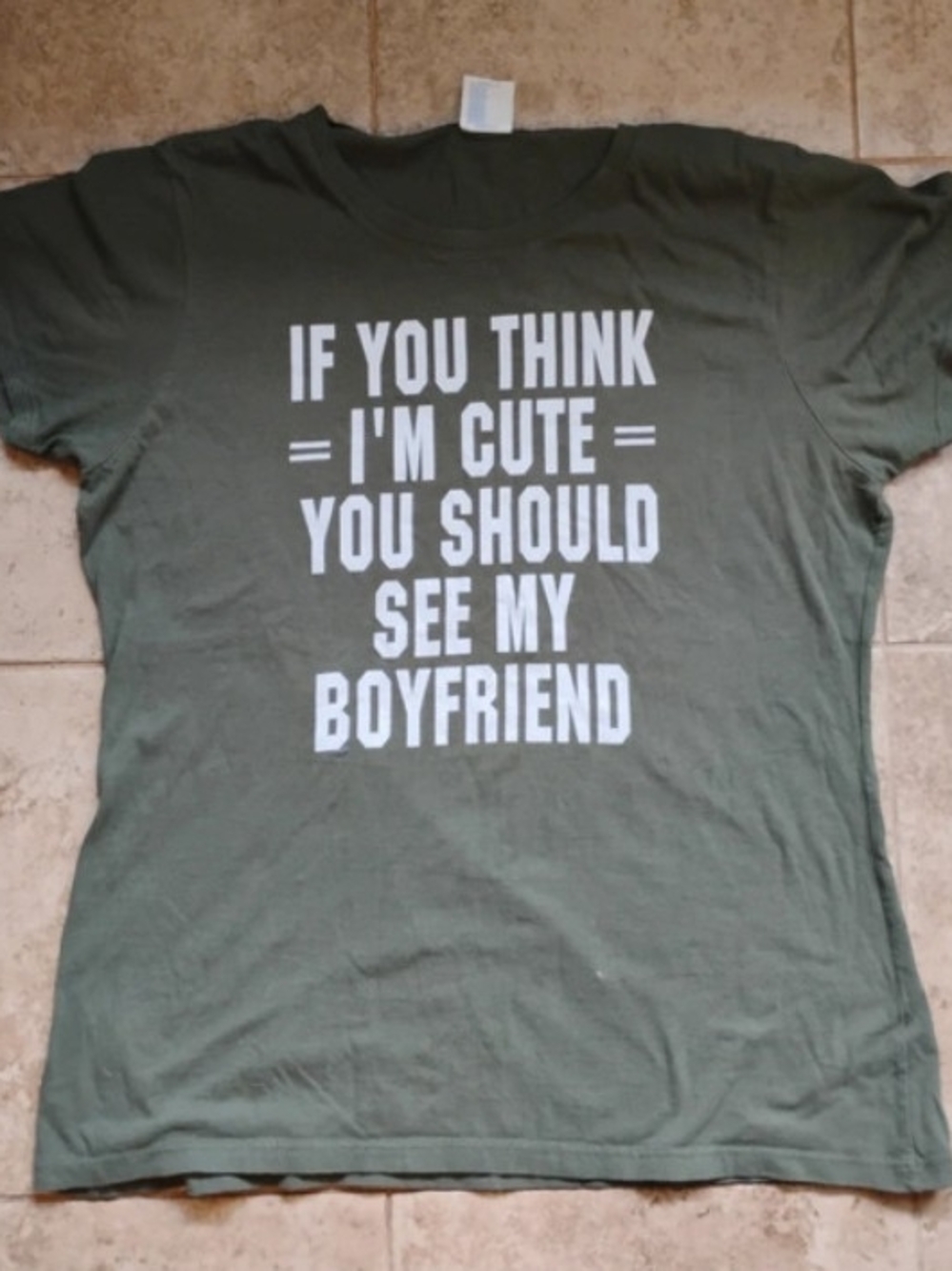 Women’s Olive Green Graphic Tee - 'See My Boyfriend'